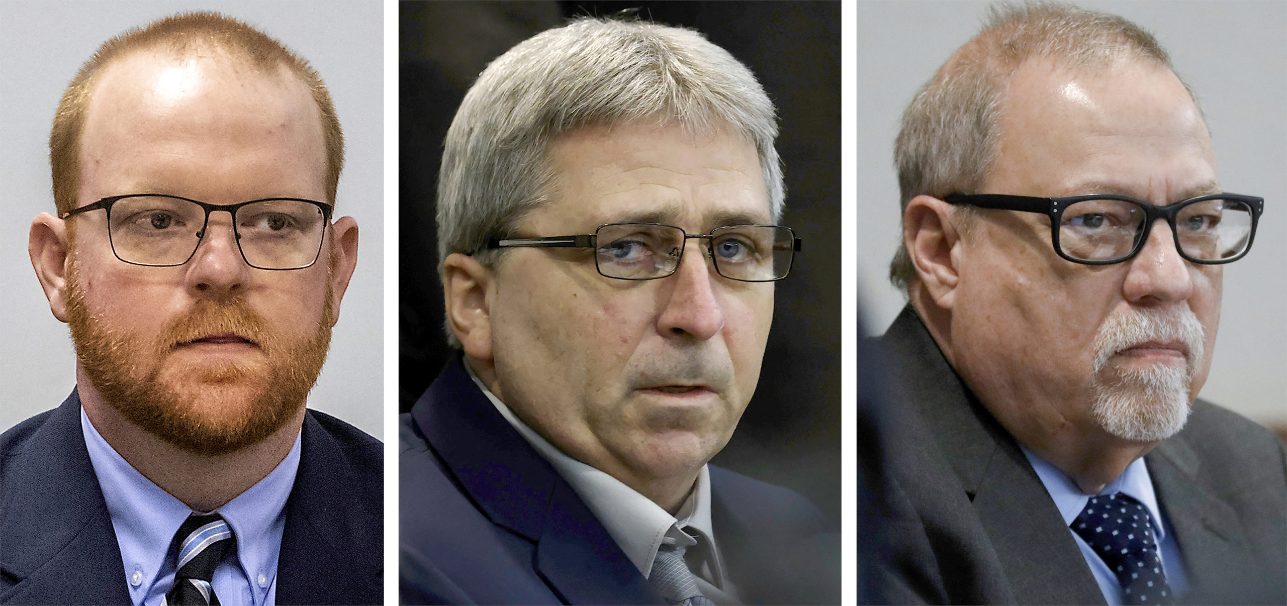 This photo combo shows, from left, Travis McMichael, William "Roddie" Bryan, and Gregory McMichael ...