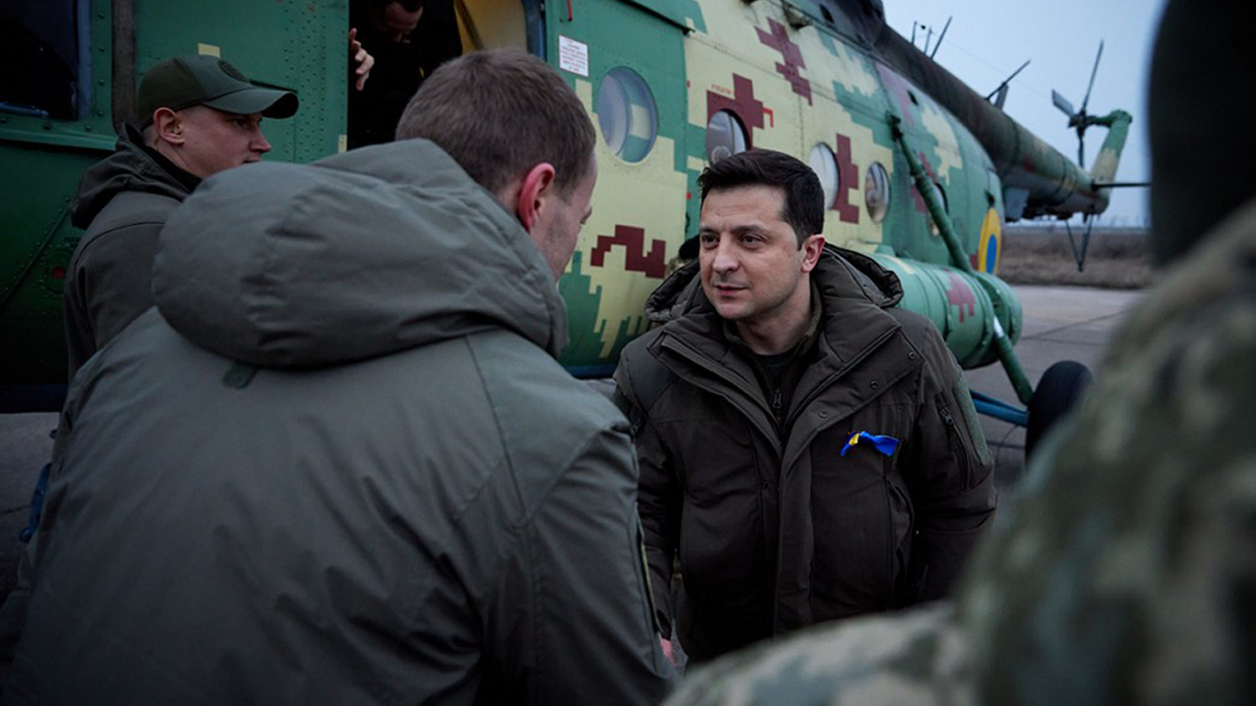 Ukrainian President Volodymyr Zelenskyy is pictured, he'll visit with biden...