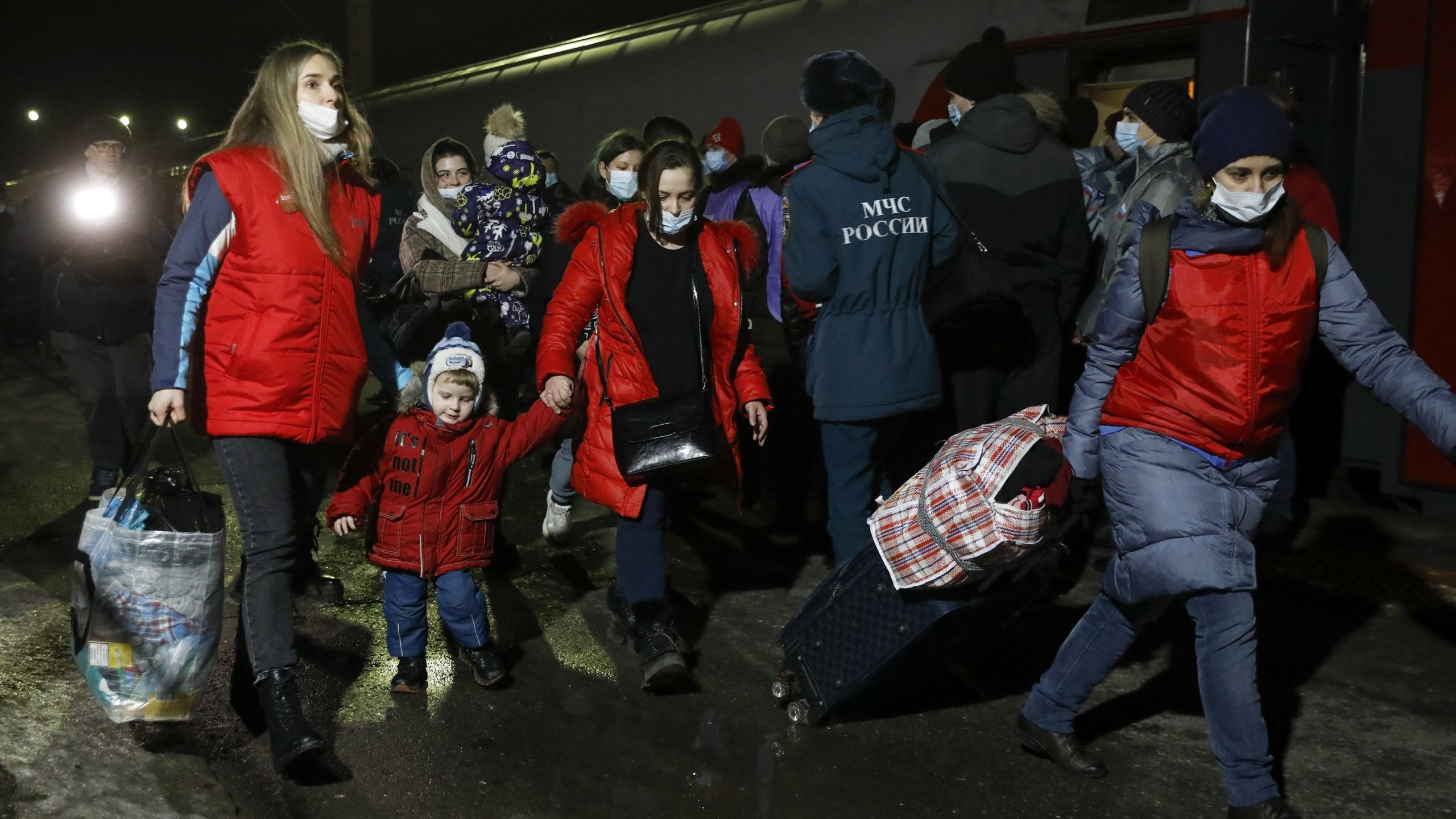 People from the Donetsk and Luhansk regions, the territory controlled by a pro-Russia separatist go...