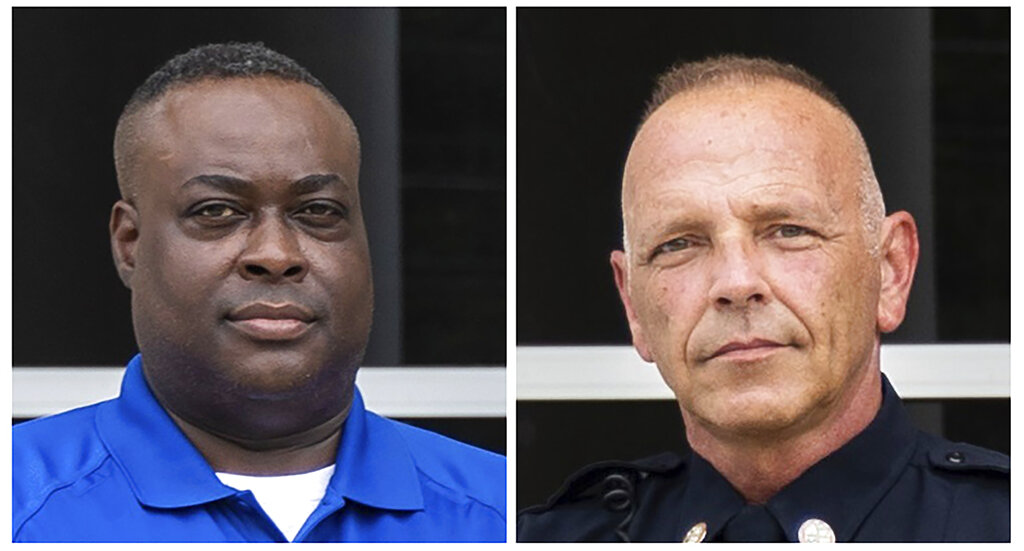 This photo combo of images provided by Bridgewater College shows campus safety Officer J.J Jefferso...