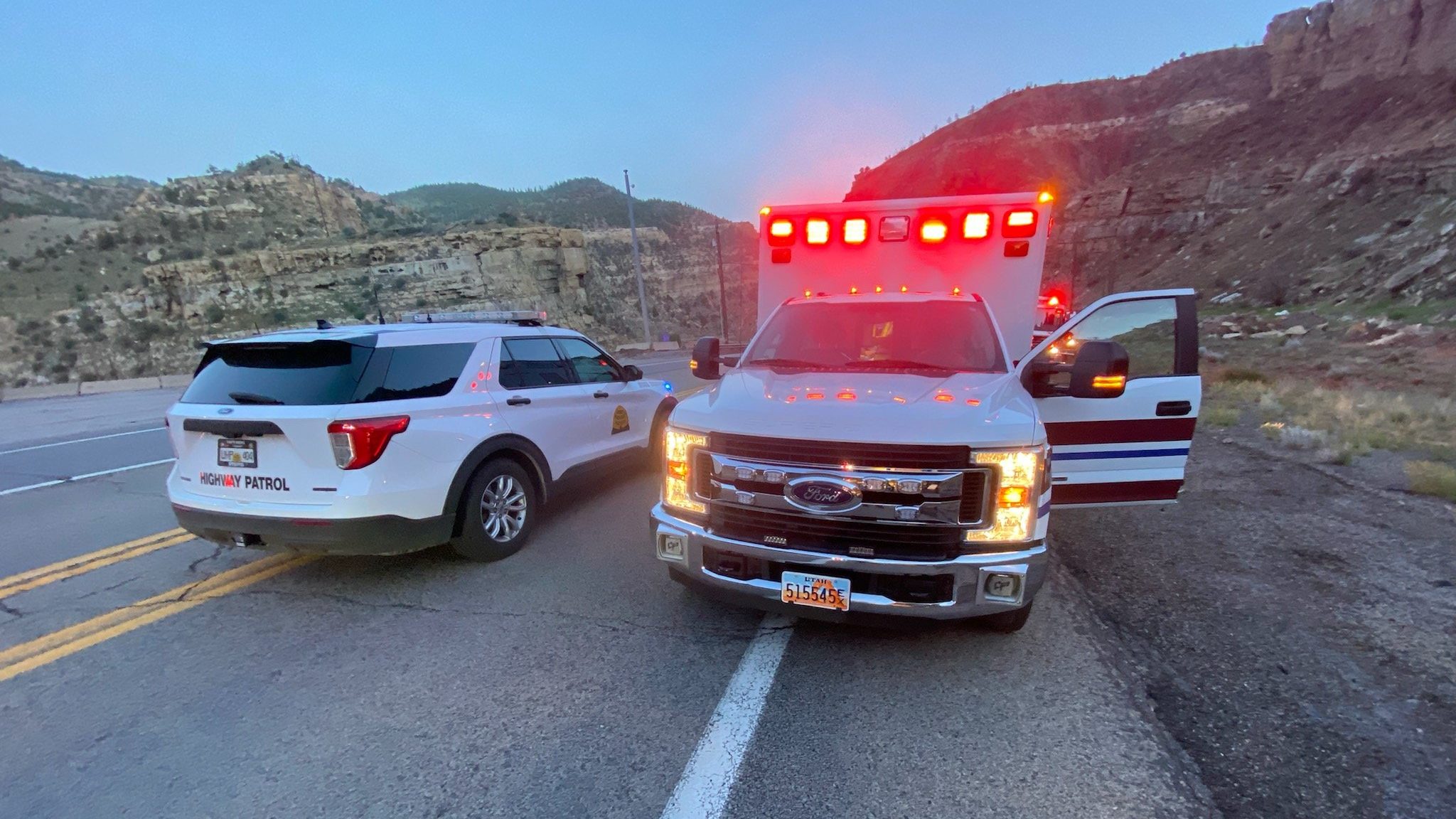 The rock slide happened Sunday night and injured a couple who were traveling in an SUV. 
Photo: Hel...