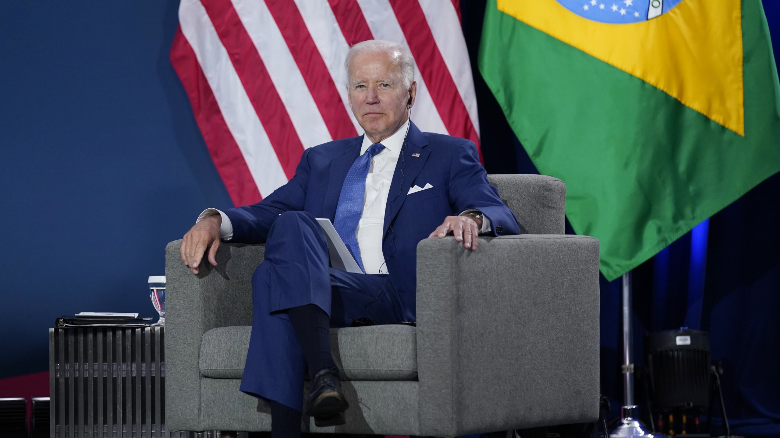 President Joe biden is pictured. The US COVID testing requirement is lifting for international trav...
