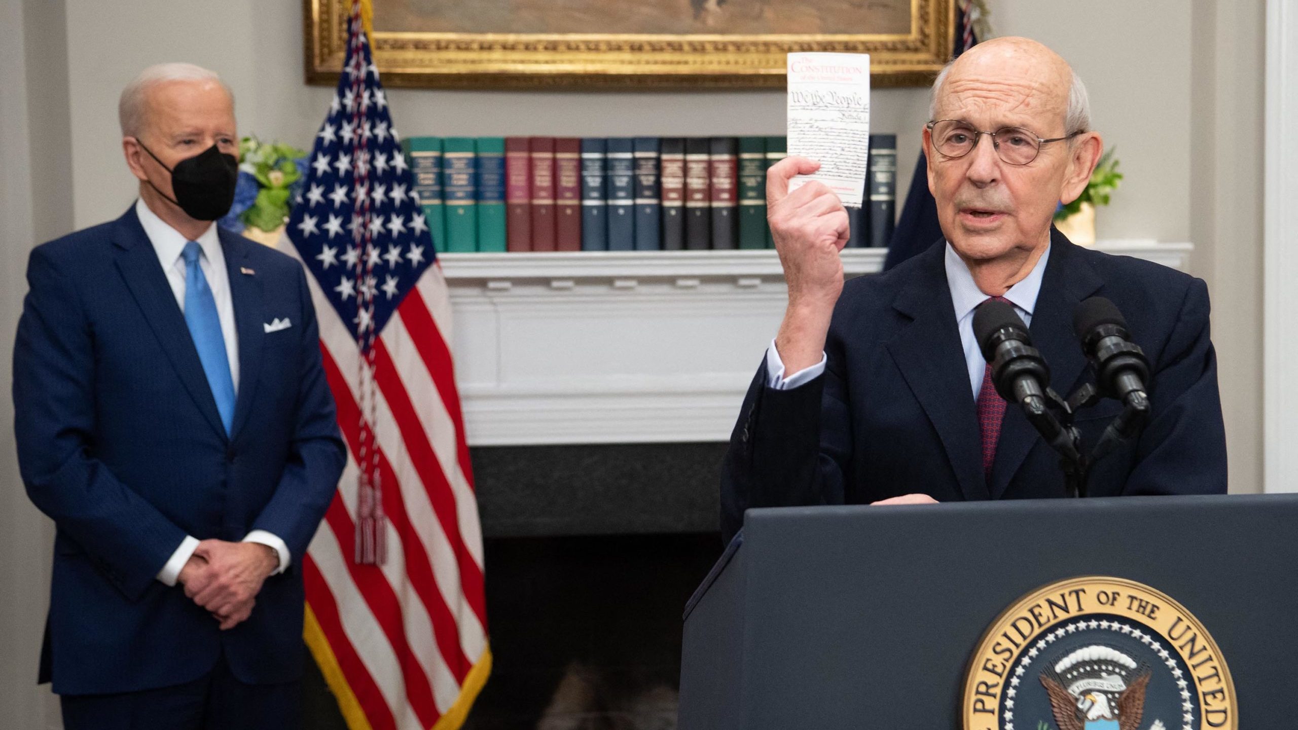 Justice Stephen Breyer and President Joe Biden....