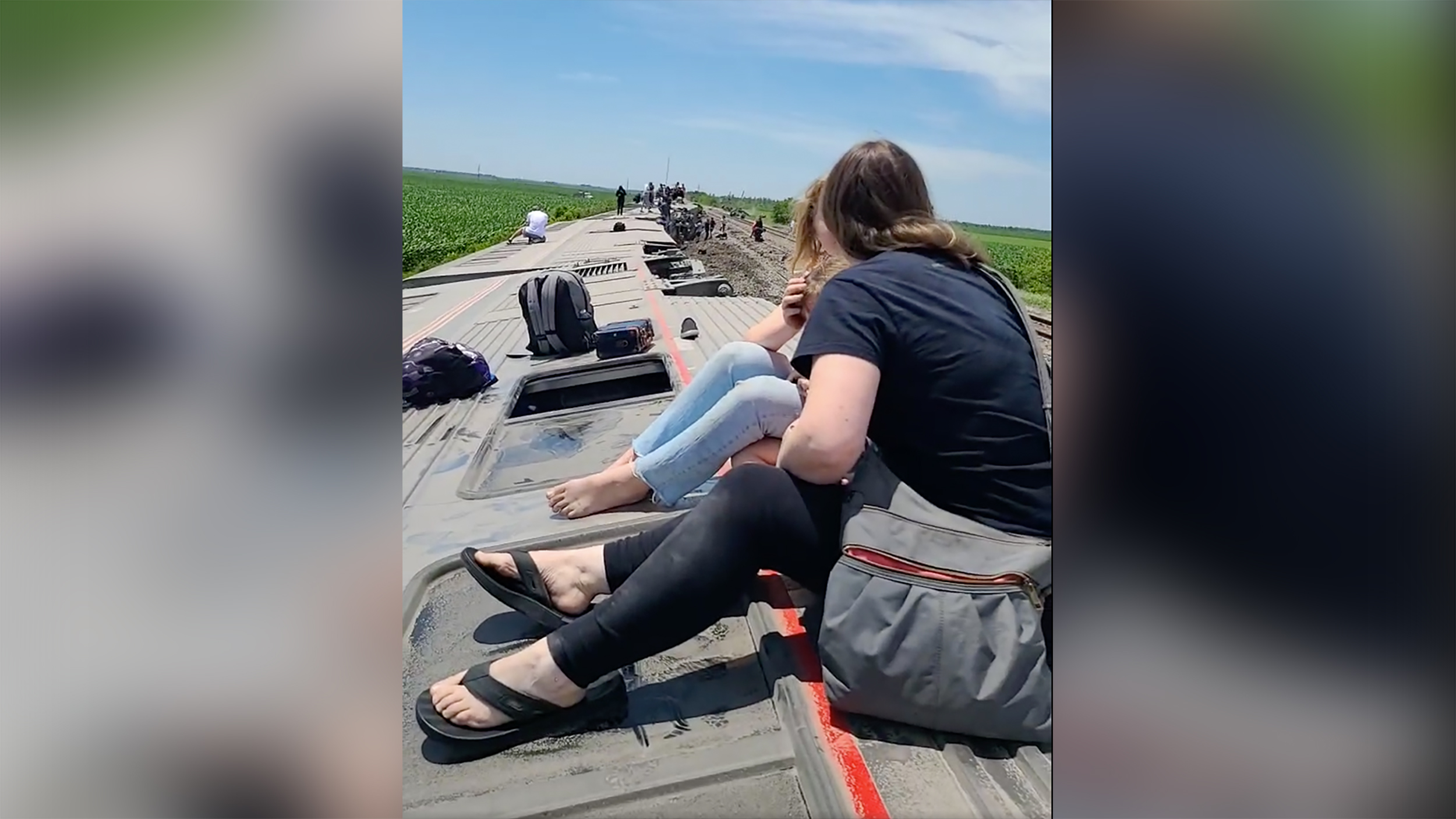 An image taken from a video posted by  Robert Nightingale, who was a passenger aboard the Amtrak tr...