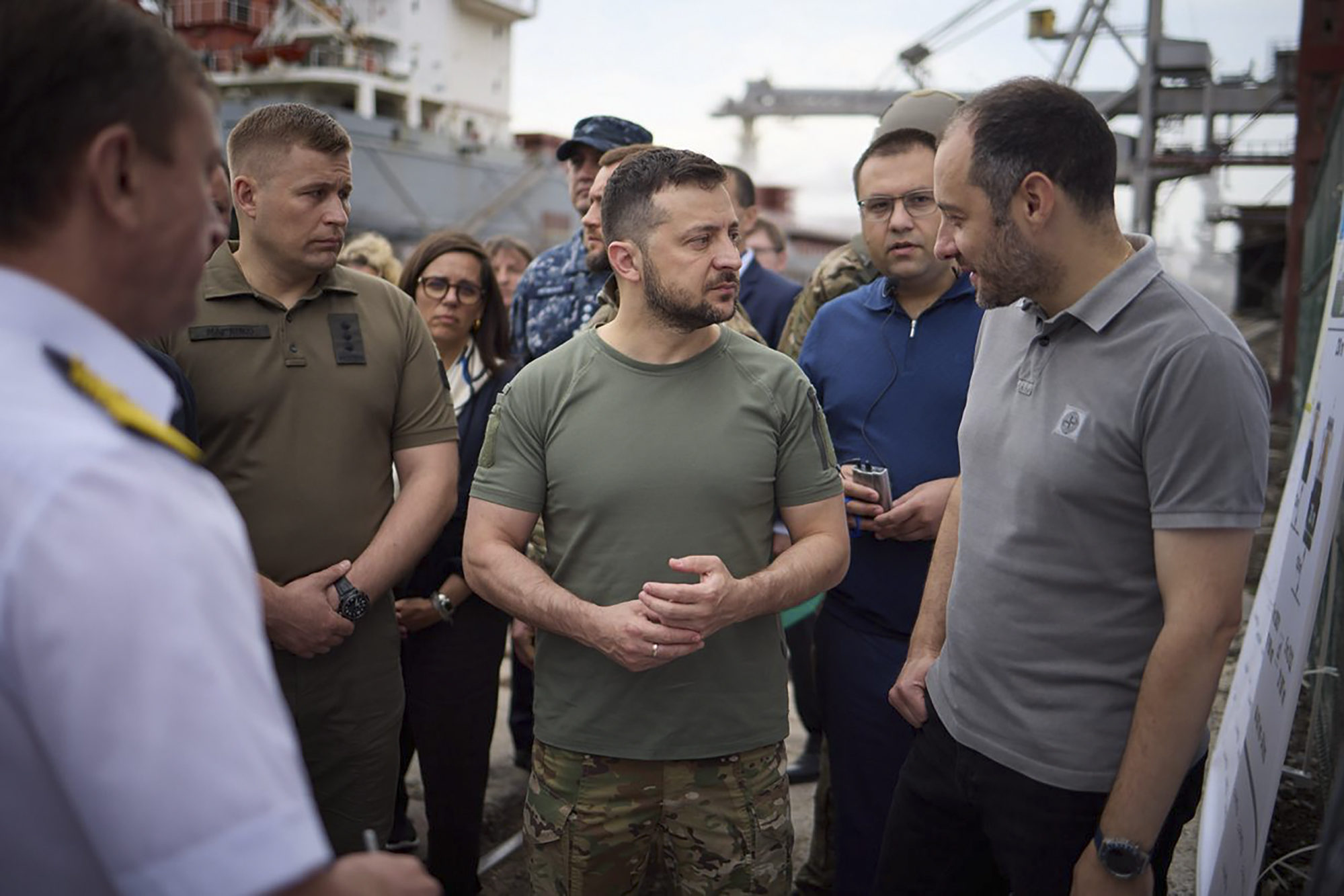 In this photo provided by the Ukrainian Presidential Press Office, Ukrainian President Volodymyr Ze...