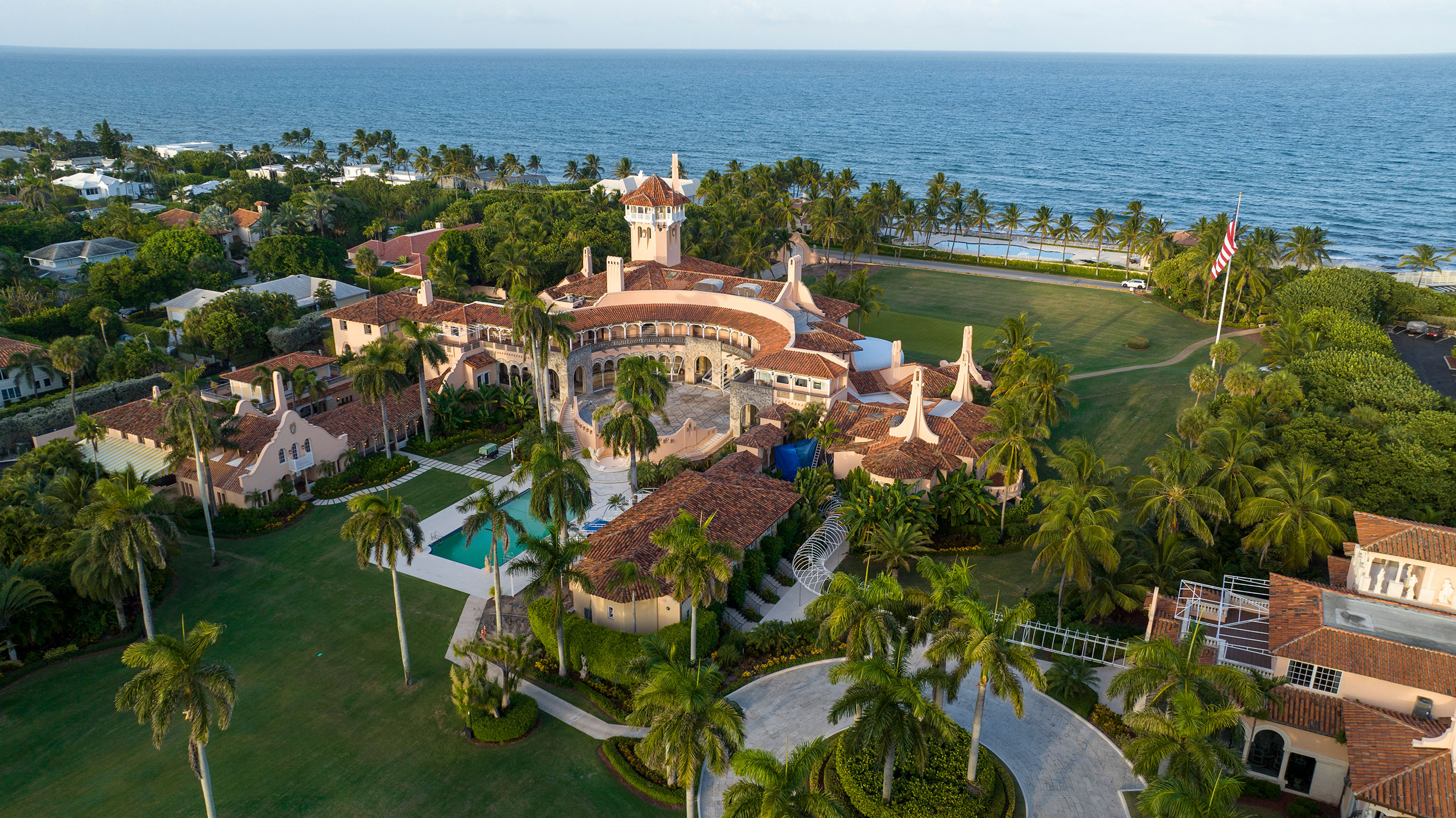 FILE - An aerial view of President Donald Trump's Mar-a-Lago estate Aug. 10, 2022, in Palm Beach, F...