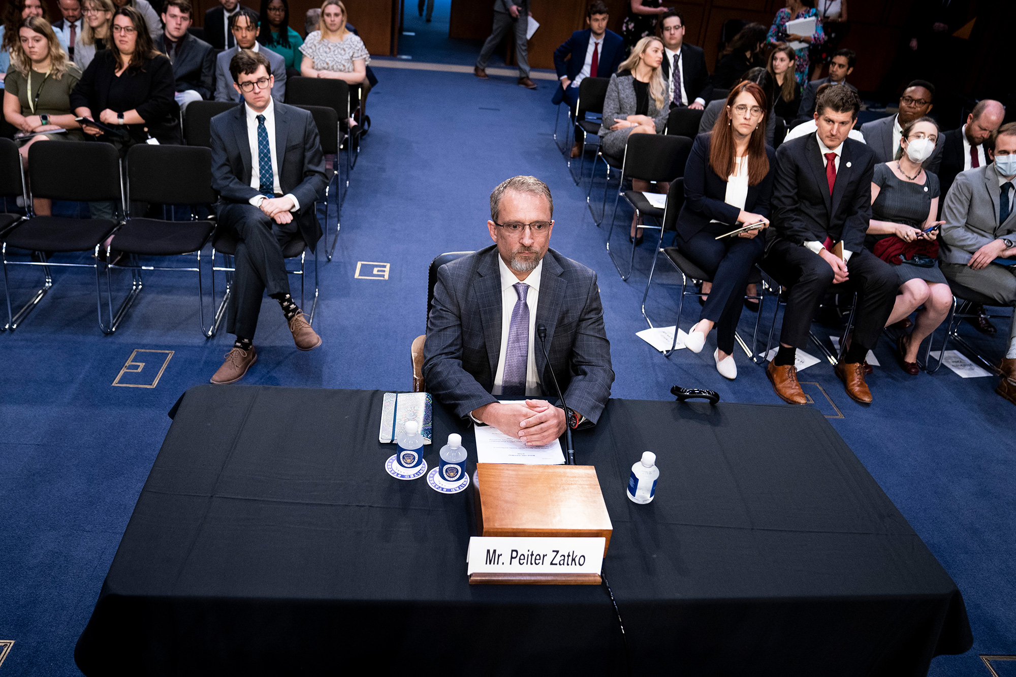 Peiter Zatko, known as Mudge in the computer hacking community, testifies before the Senate Judicia...