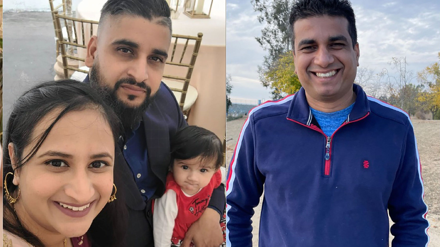 Jasleen Kaur, left, Jasdeep Singh, center hold Aroohi, 8 mos. Amandeep Singh is seen right. The fam...