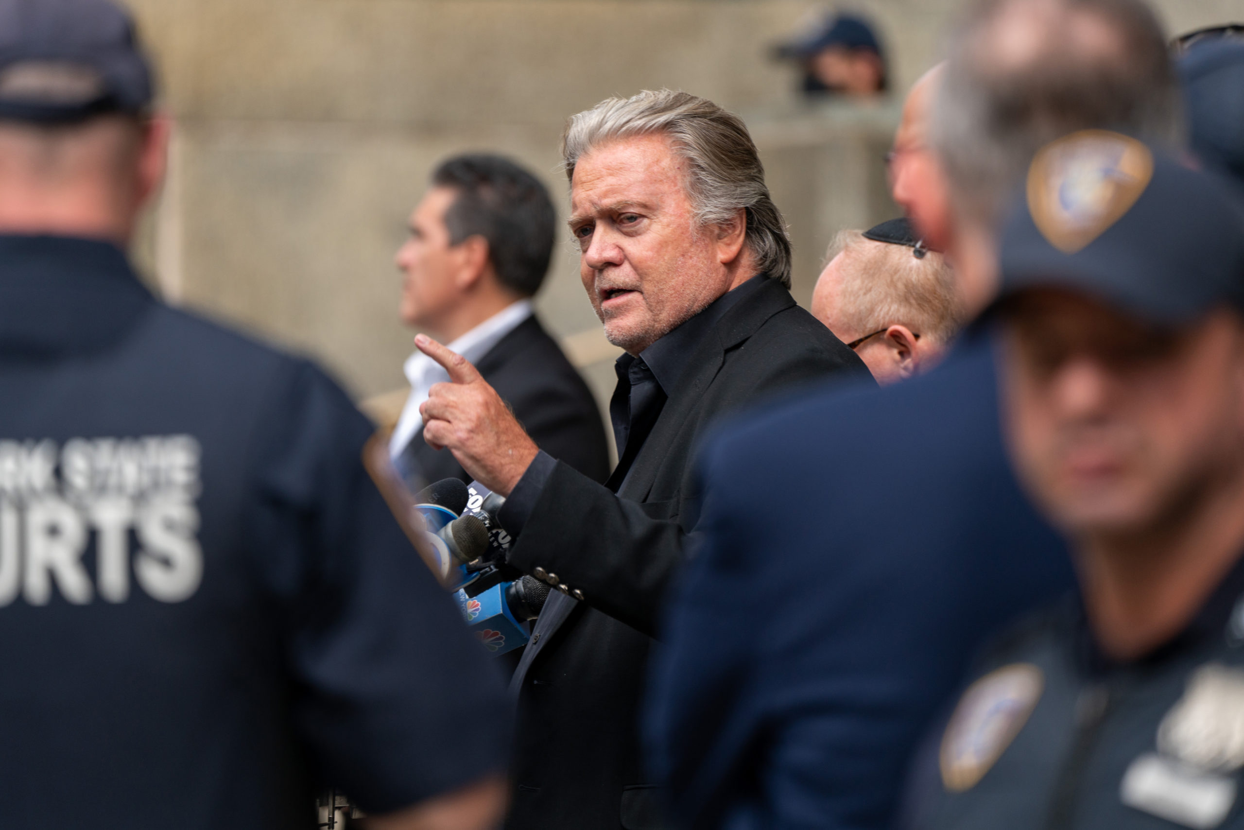 NEW YORK, NEW YORK - SEPTEMBER 08: Steve Bannon, former advisor to former President Donald Trump sp...