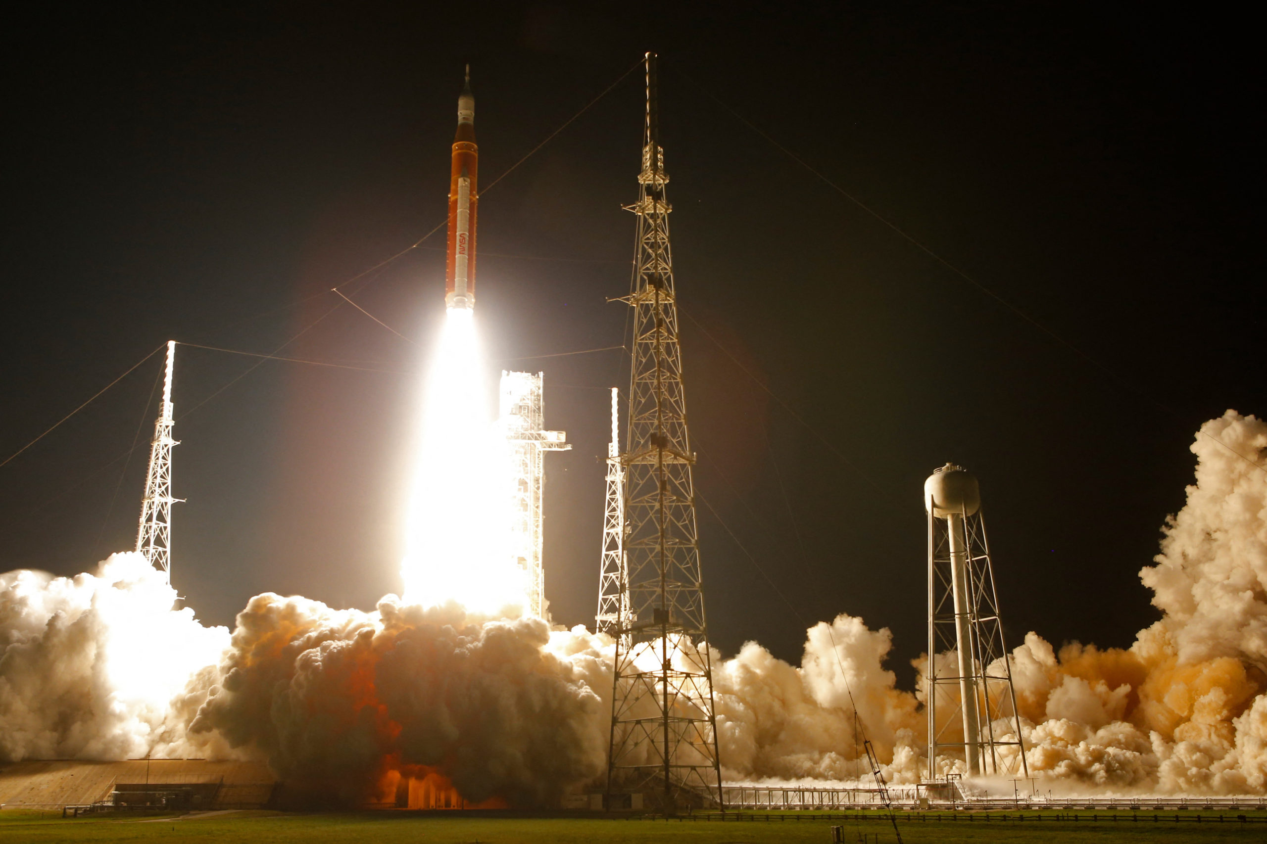 NASA's next-generation moon rocket, the Space Launch System (SLS) rocket with the Orion crew capsul...