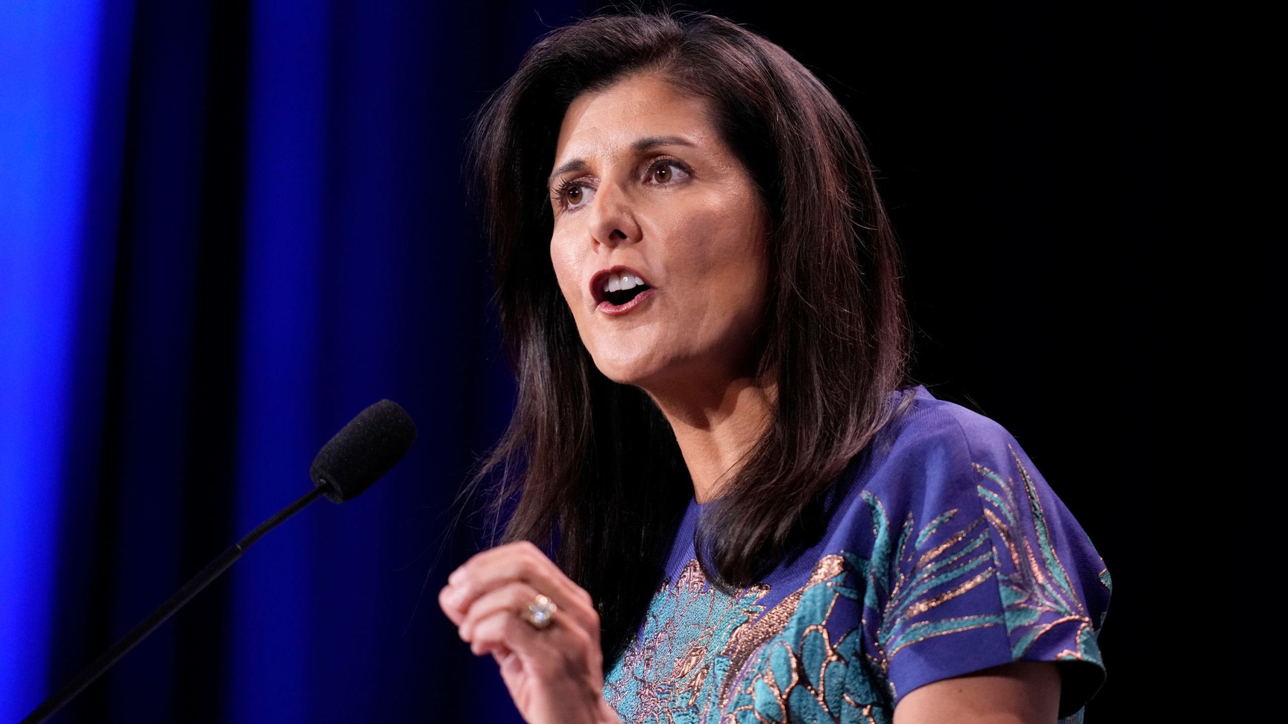 Former U.N. Ambassador Nikki Haley speaks at an annual leadership meeting of the Republican Jewish ...