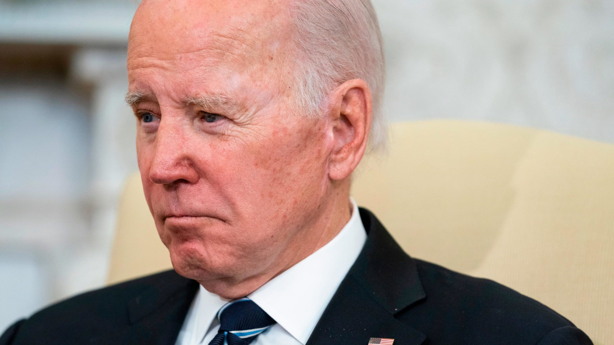 President Joe Biden listens as Japanese Prime Minister Fumio Kishida speaks during a meeting in the...