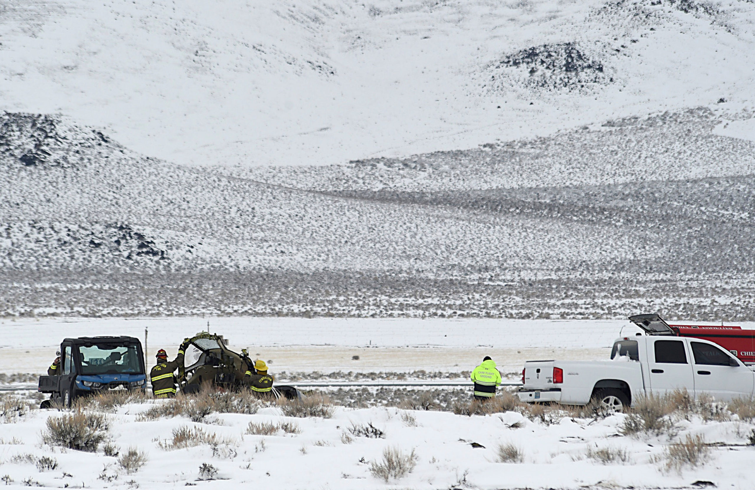 A Care Flight medical transport plane carrying a patient and four others that crashed the day befor...