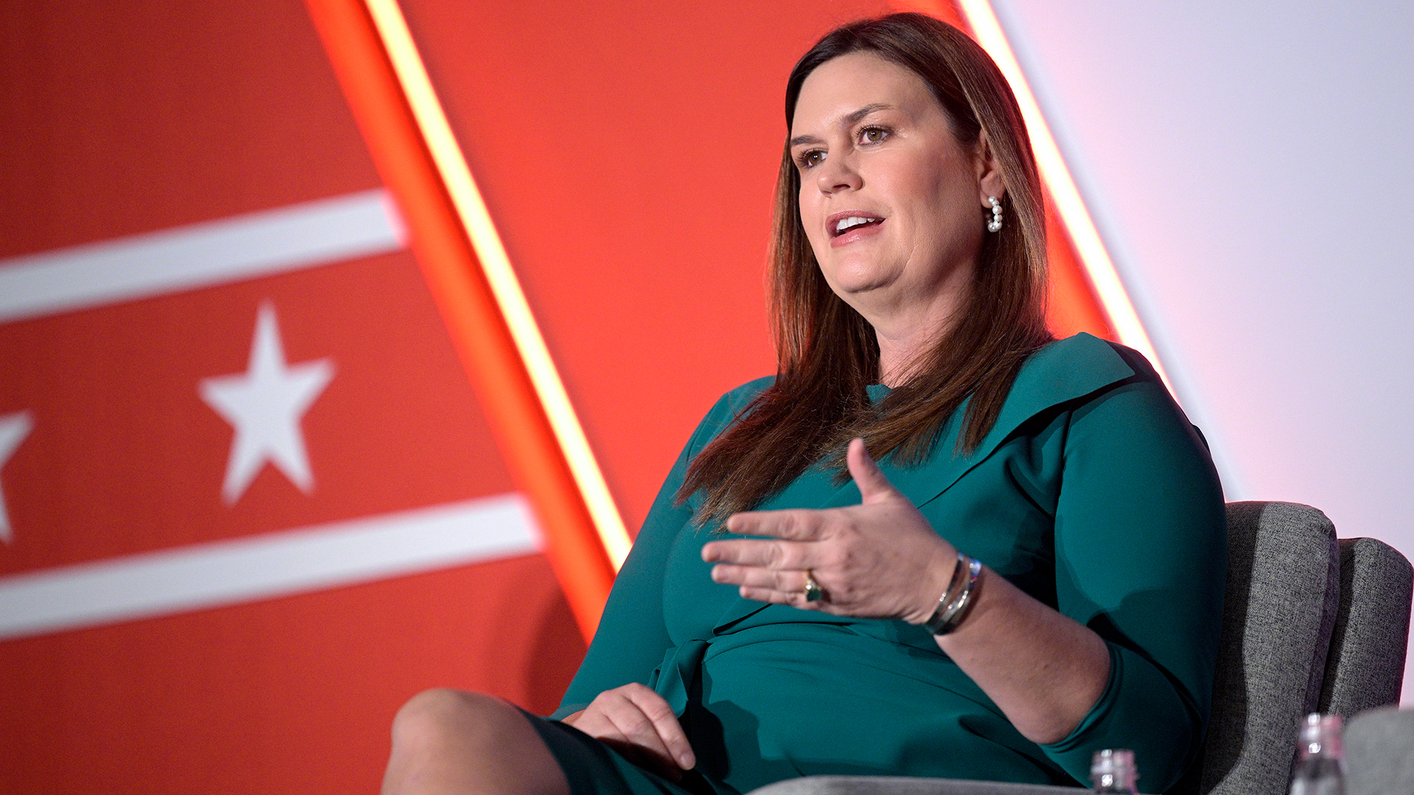 Arkansas Gov. Sarah Huckabee Sanders, pictured here in Orlando in November of 2022, will deliver th...