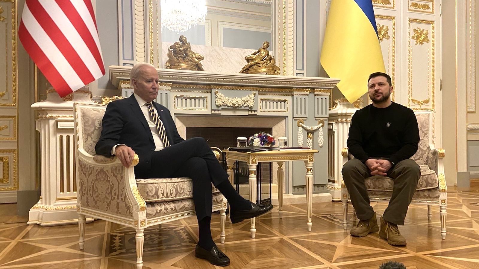 US President Joe Biden with Ukraine President Volodymyr Zelensky at the Ukrainian Presidential Pala...