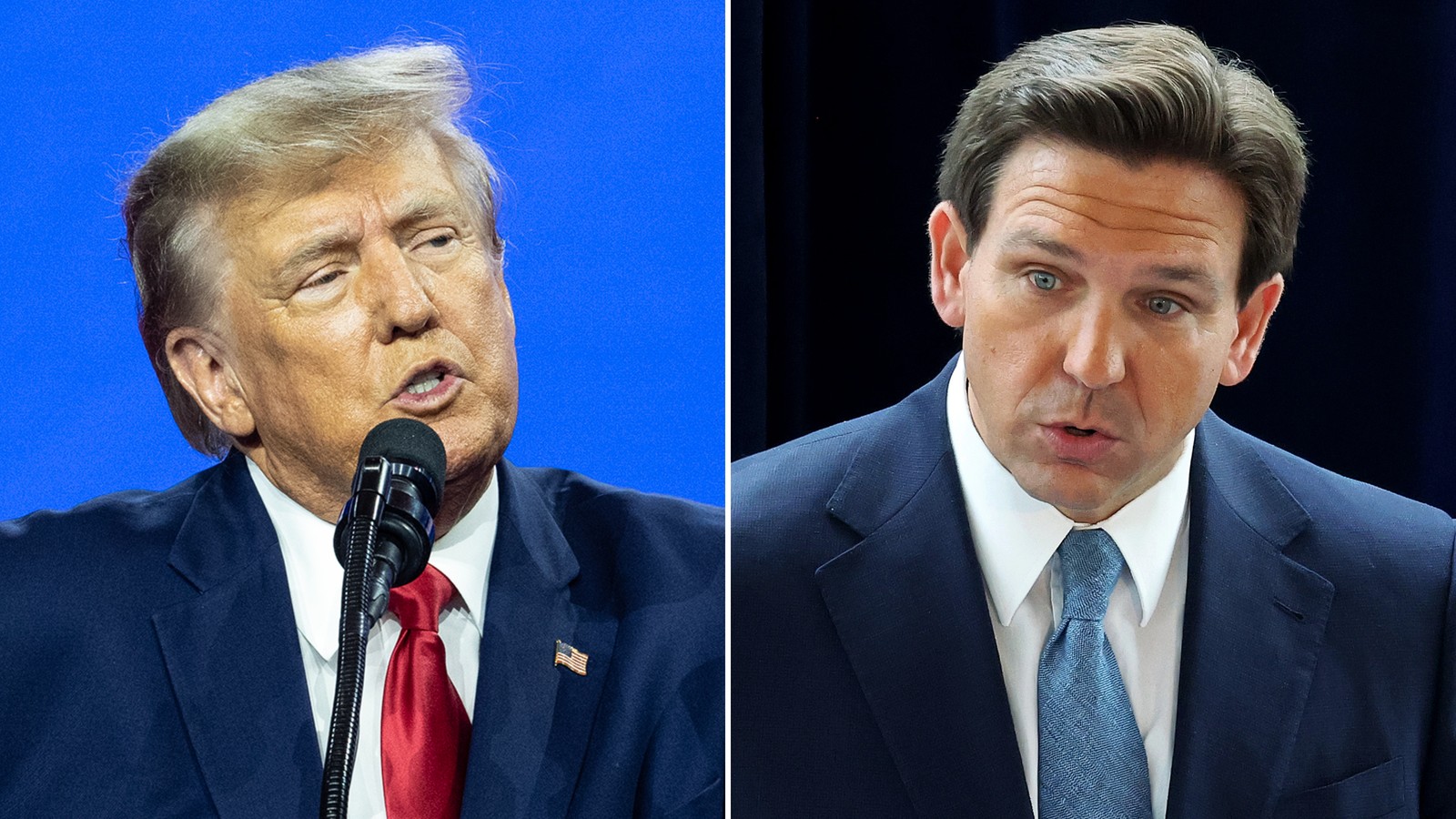 Former President Donald Trump (left) and Florida Gov. Ron DeSantis are pictured here in a split ima...