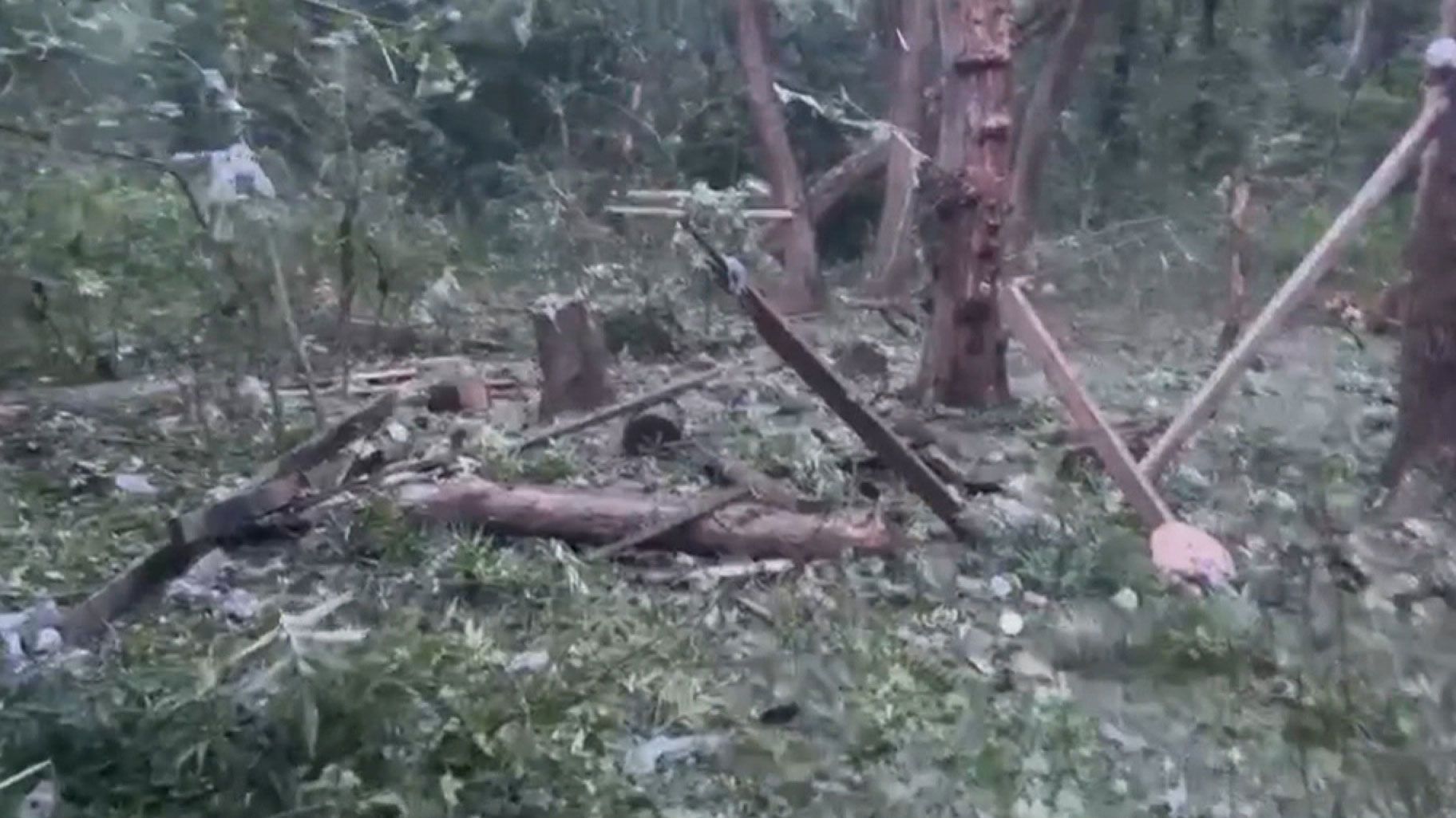 A still from a video posted to social media that purports to show the Wagner PMC camp allegedly hit...