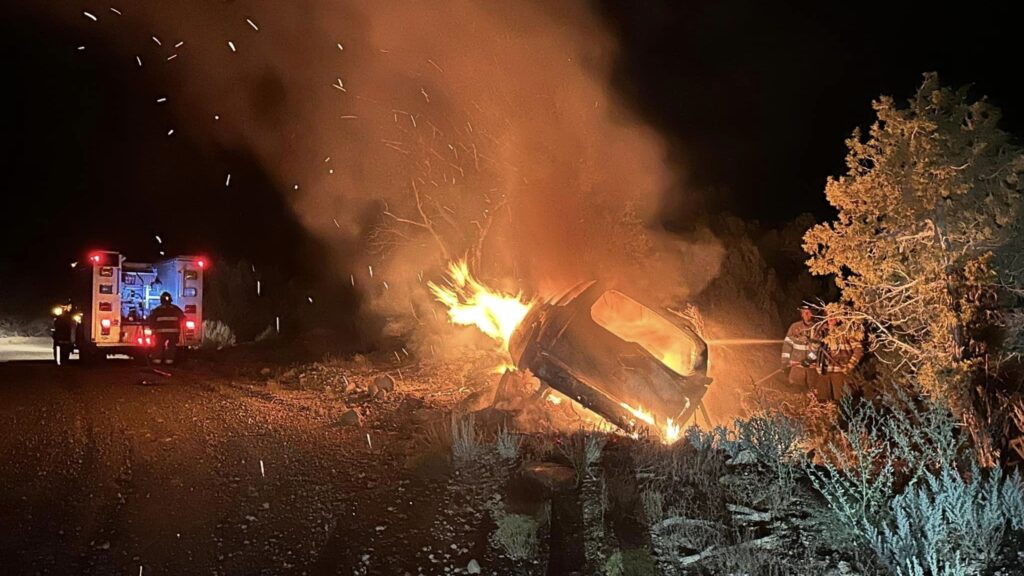 Vehicle catches flames after crashing into tree in Price City ...