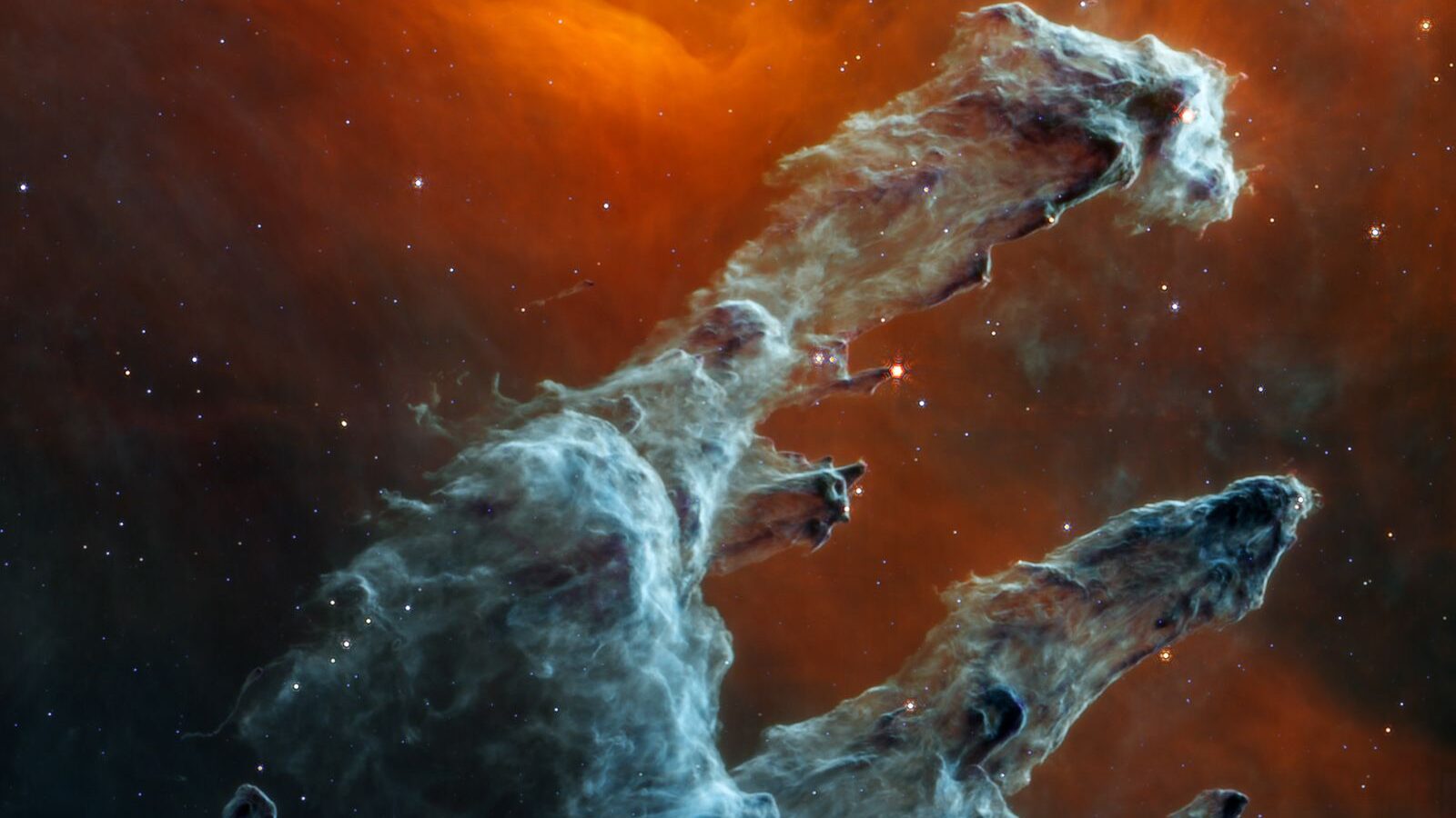 The James Webb Space Telescope captured a new perspective of the Pillars of Creation in mid-infrare...