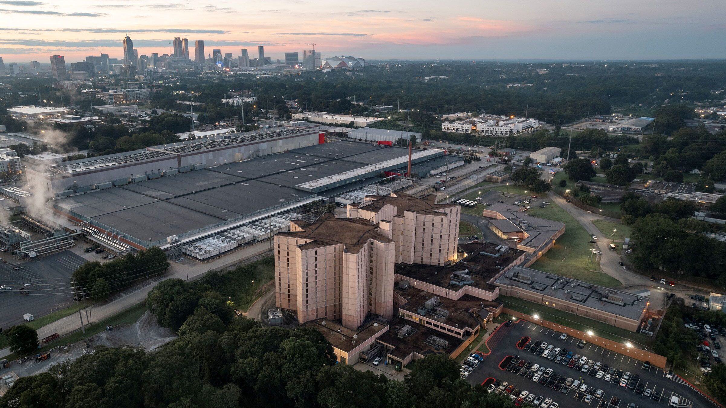 A view of the Fulton County Jail where former President Donald Trump and 18 of his allies are requi...