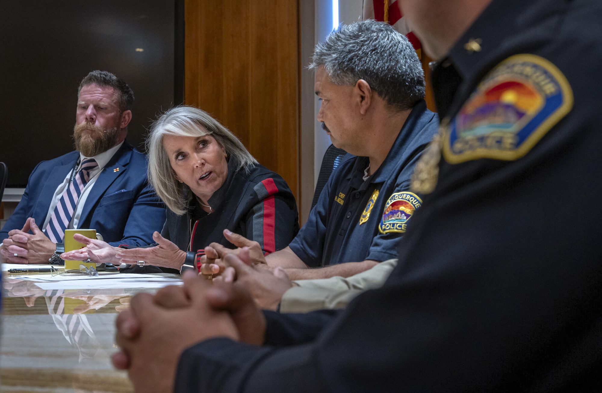 Gov. Michelle Lujan Grisham announces an order restricting people from carrying guns in Bernalillo ...