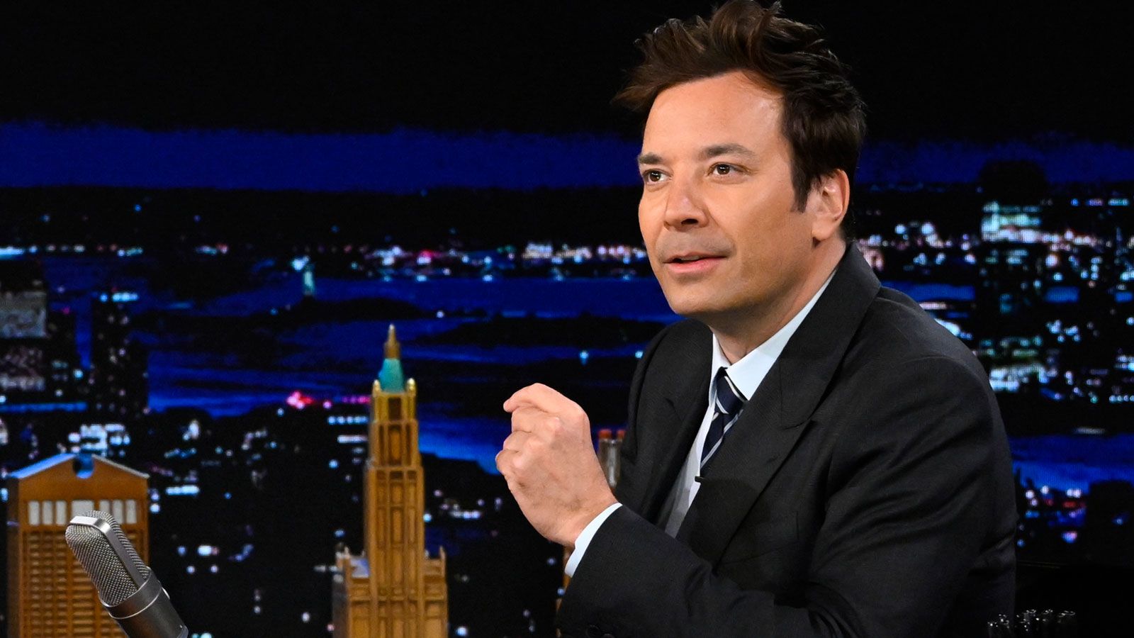 Jimmy Fallon, seen here in April, has apologized to his colleagues over allegations outlined in a R...