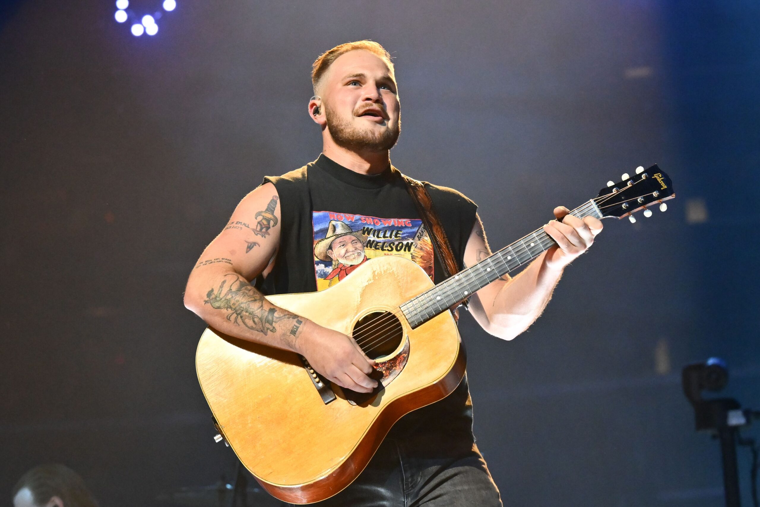 Zach Bryan performs during a concert held at the Crypto.com Arena on August 23 in Los Angeles, Cali...
