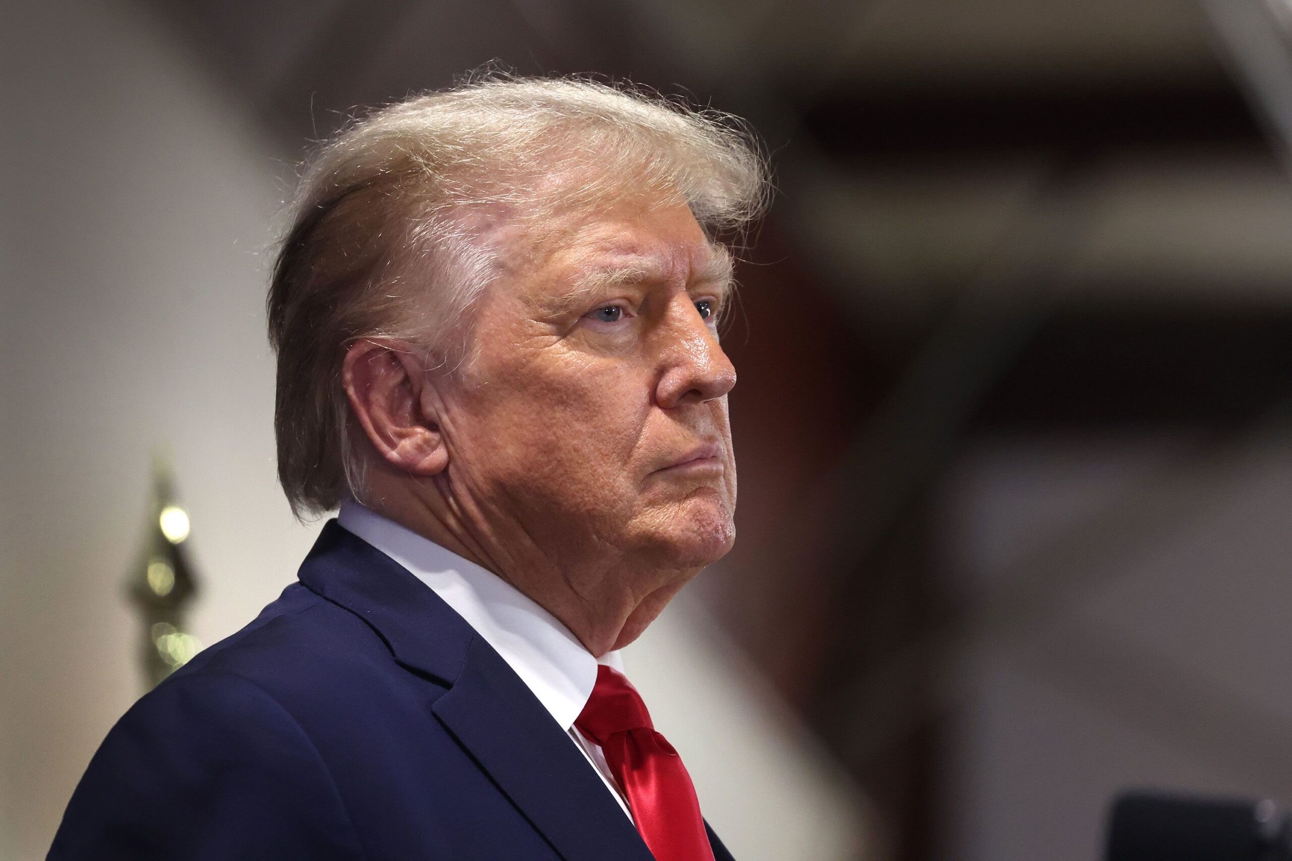 Former U.S. President Donald Trump arrives for a rally at the Jackson County Fairgrounds on Sept. 2...