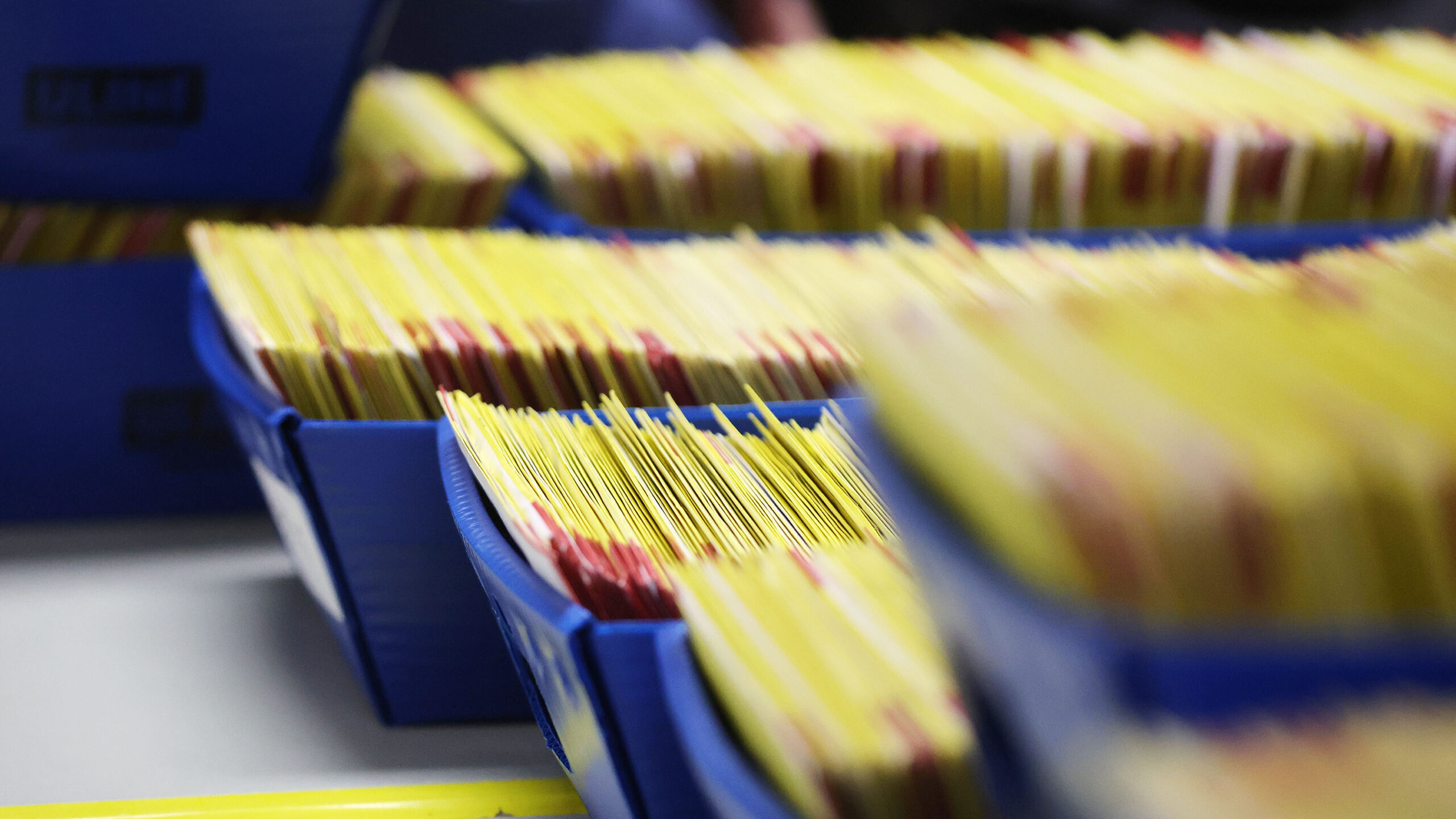 Ballots at a processing room on Election Day in Utah...