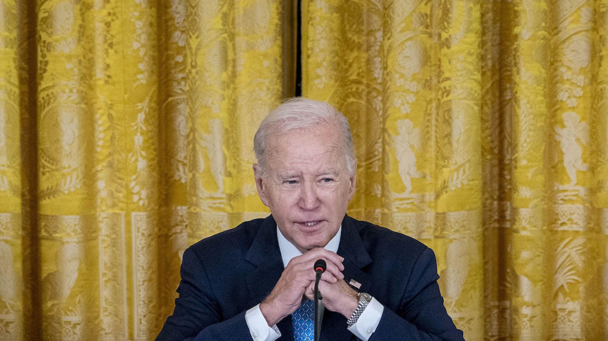 A picture of President Joe Biden. He says a deal to free hostages held by Hamas is ‘going to happ...