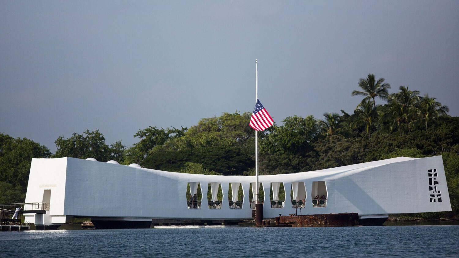 FILE: The U.S.S. Arizona Memorial sits off of Ford Island during the 71st Annual Memorial Ceremony ...