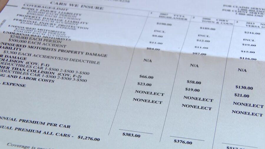 Trisha Madsen bill showing how high her rates are despite having no accidents or claims on her driv...