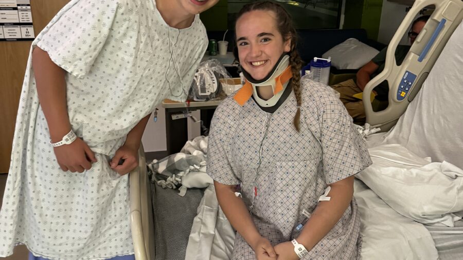 14-year-old Kaileigh Saling smiles in the hospital after receiving treatment for her injuries. She ...
