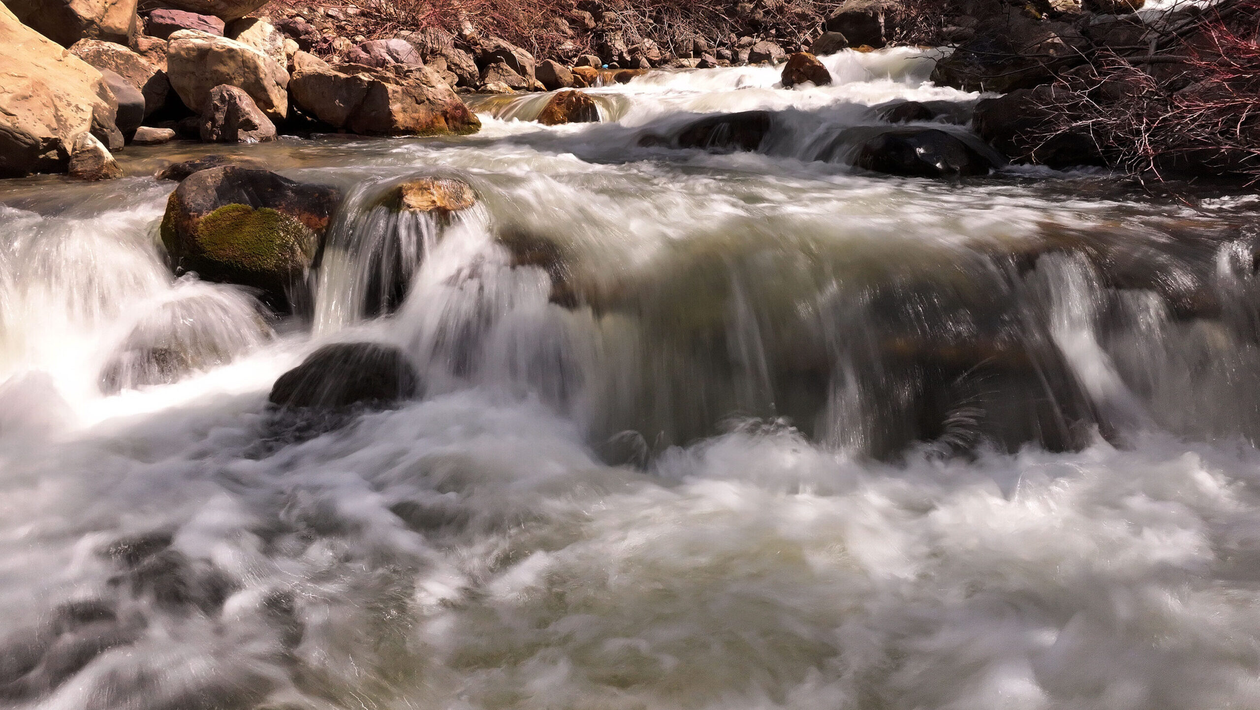 Water rushes in Big Cottonwood Creek in Big Cottonwood Canyon on Tuesday, April 16, 2024. (Jeffrey ...