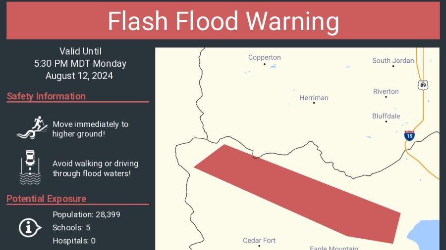Flash flood warning issued for counties across Utah