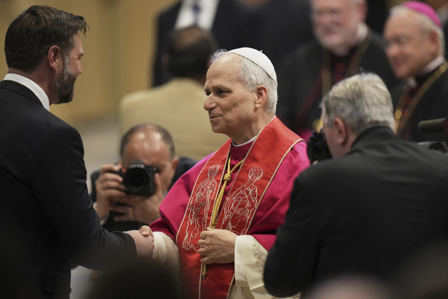 Pope Leo XIV's meets Vice President JD Vance after the formal inauguration of his pontificate in St...