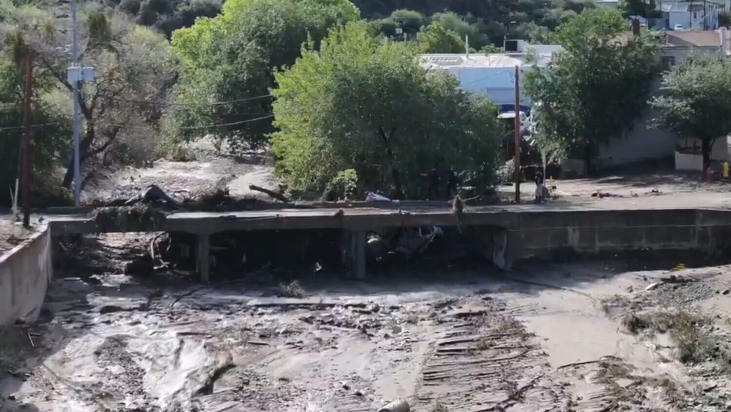 Damage from flooding in Globe, Ariz., is seen on Saturday morning, Sept. 27, 2025. (Adam Klepp/KNXV...