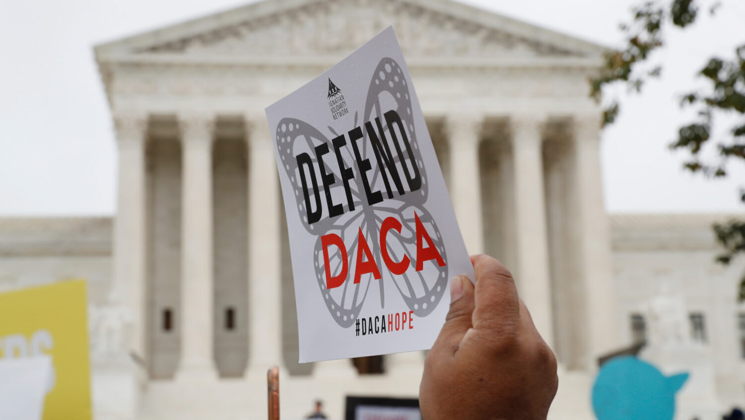 FILE - People rally outside the Supreme Court in support of the Deferred Action for Childhood Arriv...