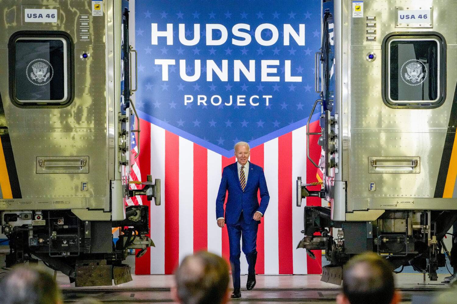 President Joe Biden arrives at the construction site of the Hudson Tunnel Project, Jan. 31, 2023, i...