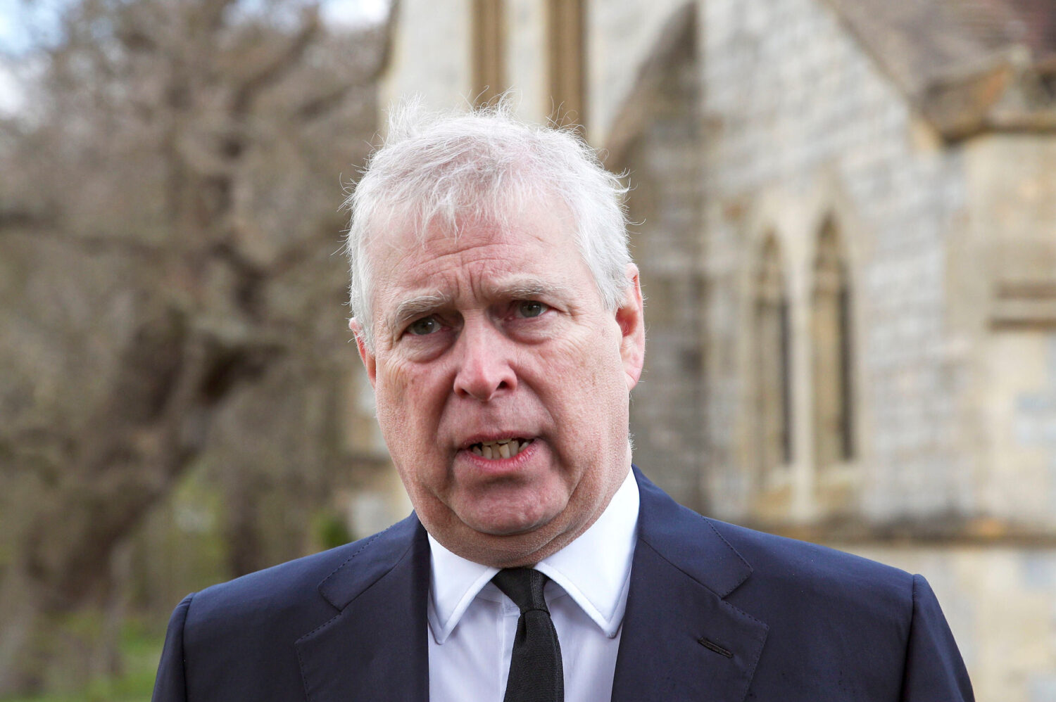 FILE - Britain's Prince Andrew speaks during a television interview at the Royal Chapel of All Sain...