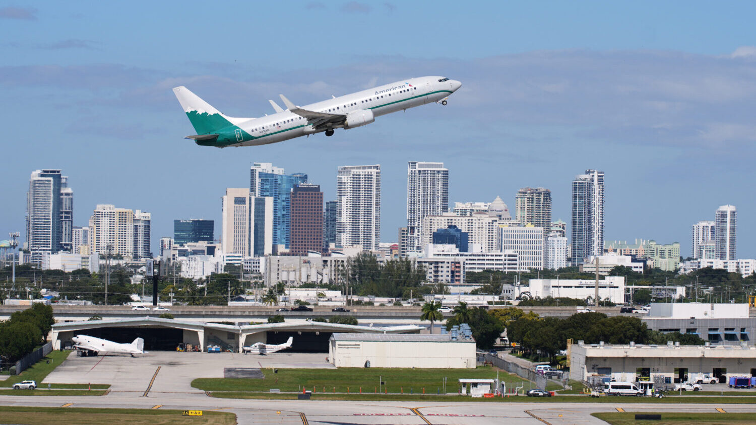 FILE - An American Airlines aircraft takes off from Fort Lauderdale-Hollywood International Airport...