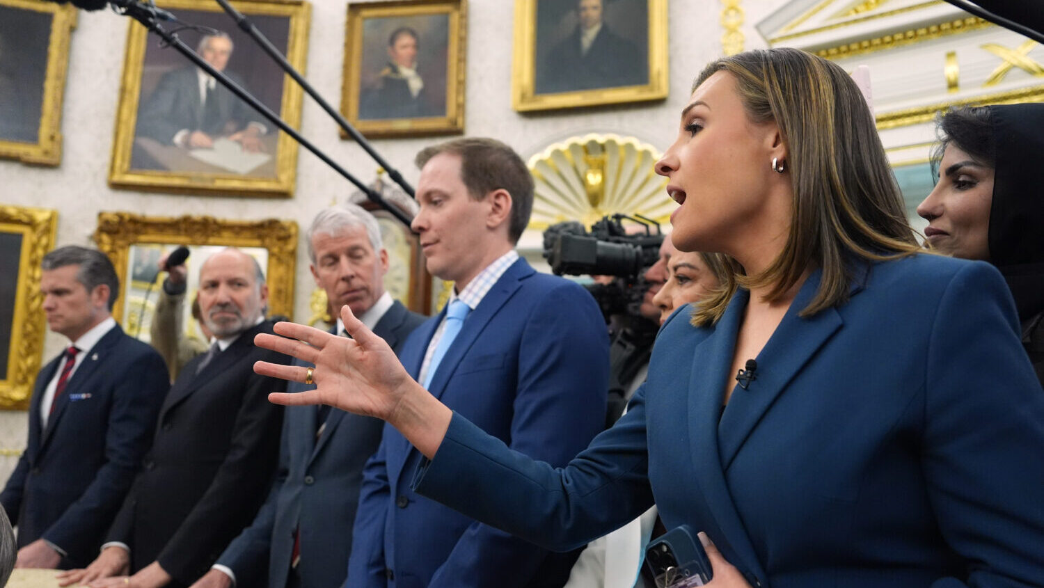 ABC News reporter Mary Bruce as a question as President Donald Trump meets Saudi Arabia's Crown Pri...