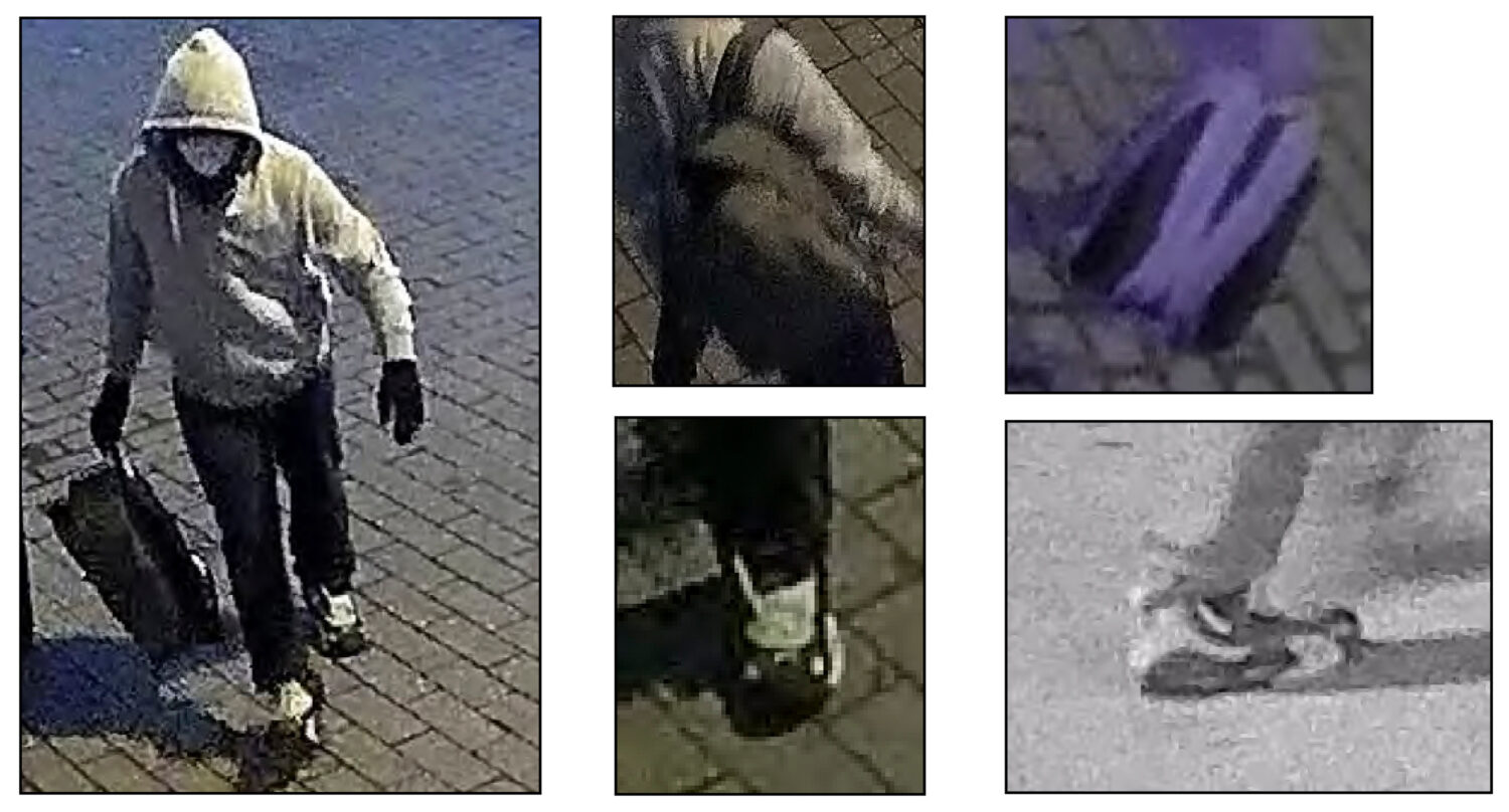 Images from an FBI poster seeking a suspect who allegedly placed pipe bombs in Washington on Jan. 6...