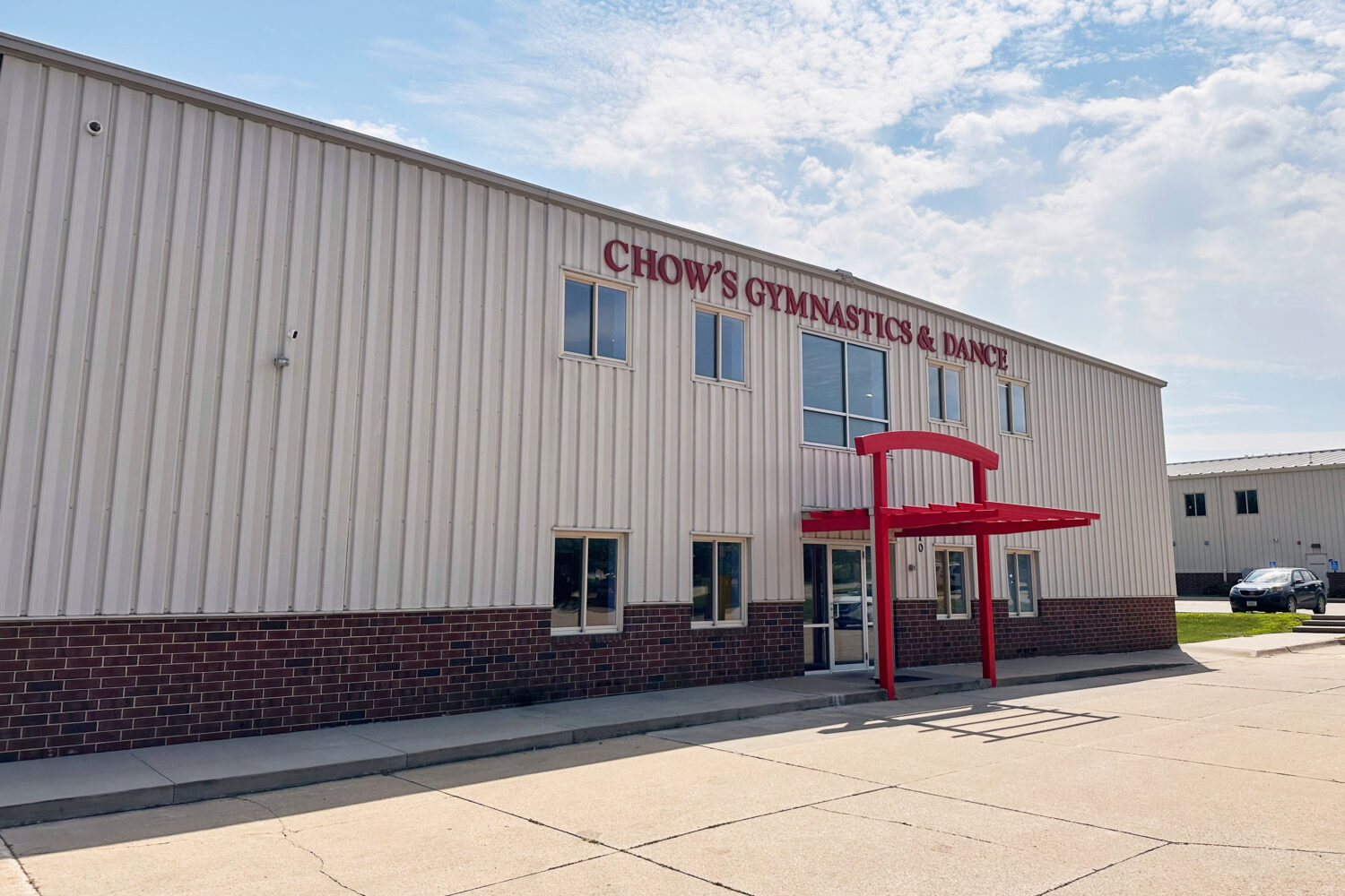 FILE - The Chow's Gymnastics & Dance Institute is seen Aug. 4, 2025, in West Des Moines, Iowa. (Pho...
