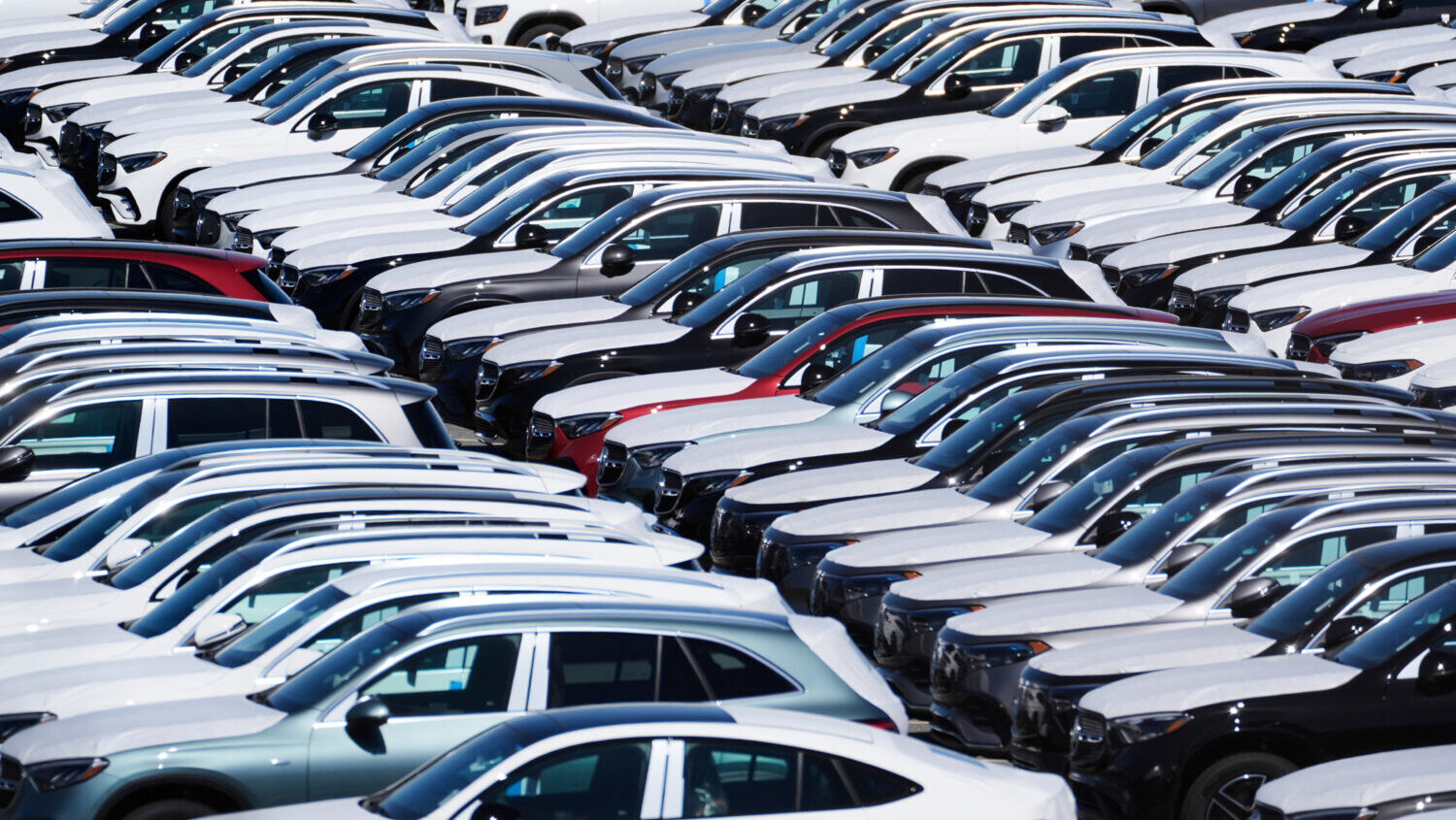 Vehicles are seen at the Mercedes-Benz Vehicle Preparation Center at the Port of Baltimore, where n...