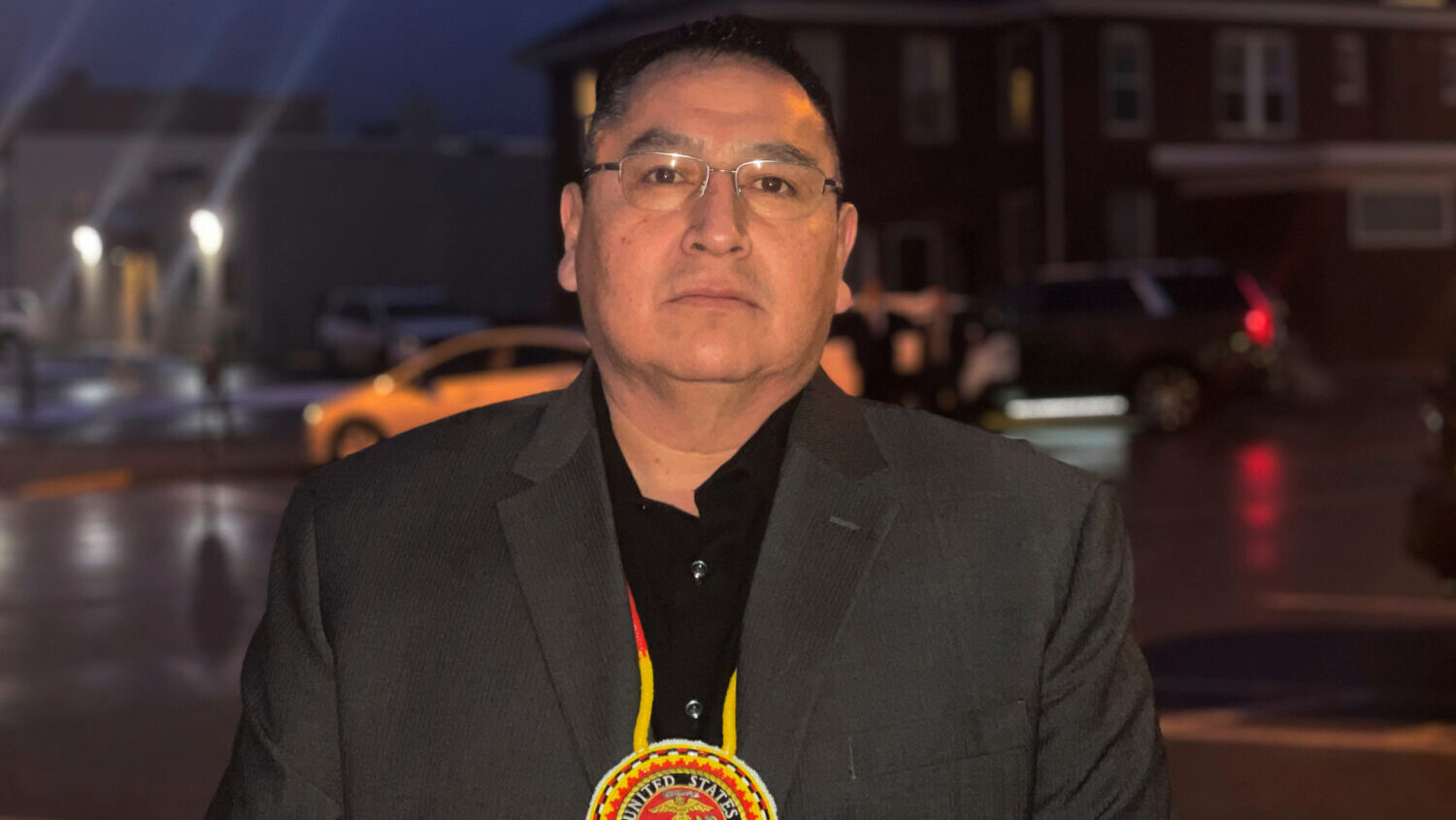 Oglala Sioux Tribe President Frank Star Comes Out stands outside the Andrew W. Bogue Federal Buildi...