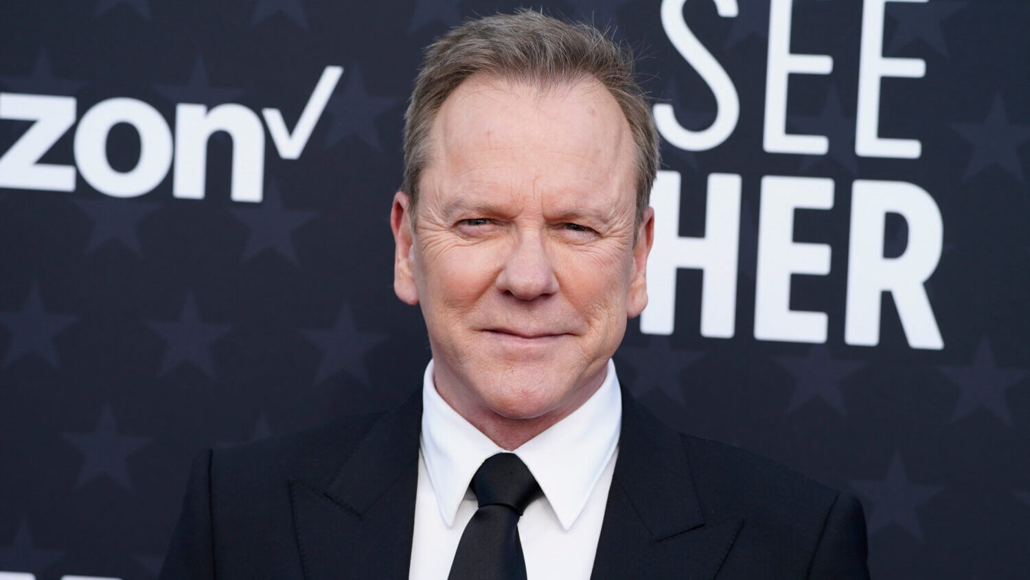 Kiefer Sutherland arrives at the 29th Critics Choice Awards Jan. 14, 2024, at the Barker Hangar in ...