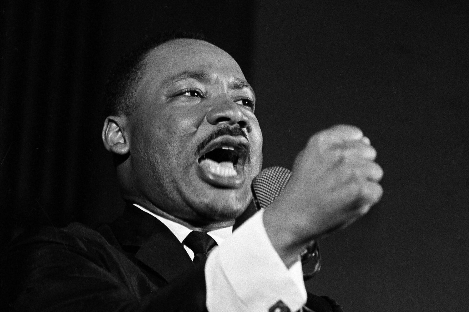 Dr. Martin Luther King Jr. delivers a speech in Selma, Ala., Feb. 12, 1965....