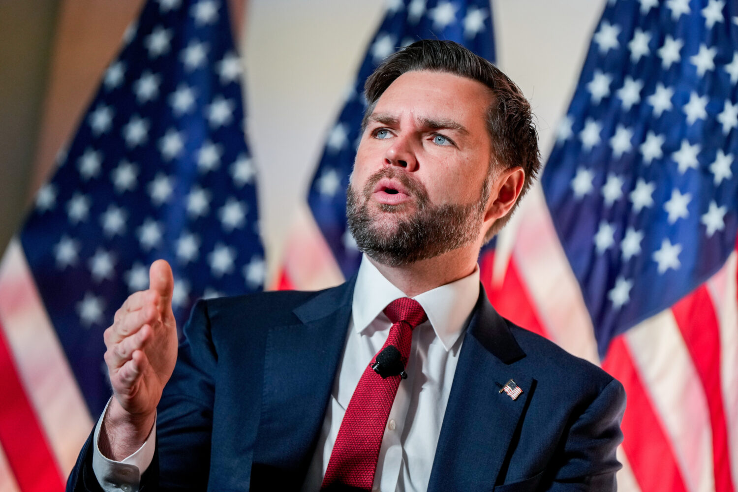 FILE - Vice President JD Vance speaks with Breitbart News Washington bureau chief Matthew Boyle at ...