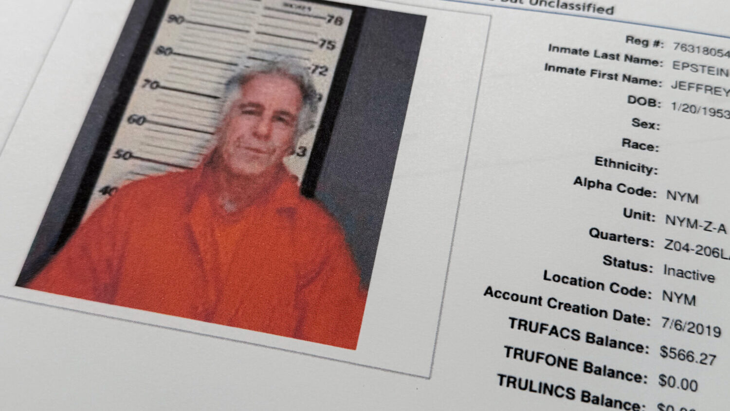 A document that was included in the U.S. Department of Justice release of the Jeffrey Epstein files...